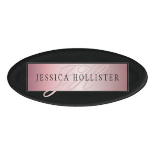 Elegant Blush Faux Rose Gold   Name & Initials Tag