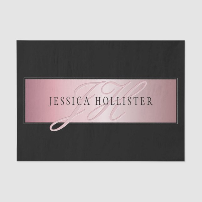 Elegant Blush Faux Rose Gold | Name & Initials Tissue Paper (Front)