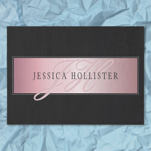 Elegant Blush Faux Rose Gold   Name & Initials Tissue Paper