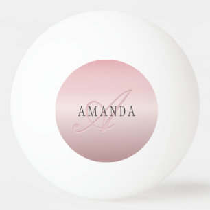 Elegant Blush Faux Rose Gold   Name & Monogram Ping Pong Ball