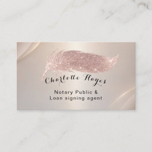 Elegant Blush Feather Notary Public Business Card