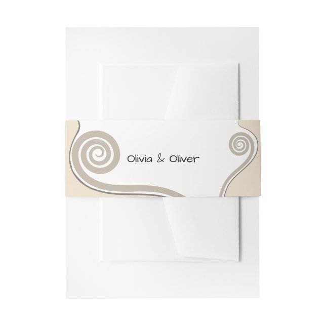 Elegant Blush Fern Leaf Koru Swirl Wedding Invitation Belly Band (Front Example)