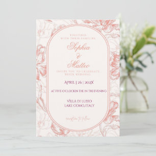 Elegant Blush Floral Arch Wedding Invitation