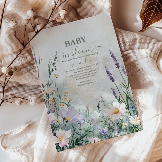 Elegant Blush Floral Baby in Bloom Shower Invitation (Creator Uploaded)