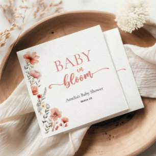 Elegant Blush Floral Baby in Bloom Shower Napkin