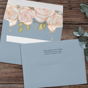 Elegant Blush Floral Blue Custom Envelope
