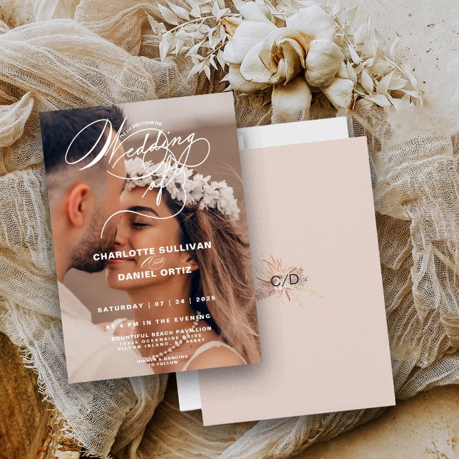 Elegant Blush Floral Boho The Wedding Of  Photo   Invitation (Creator Uploaded)