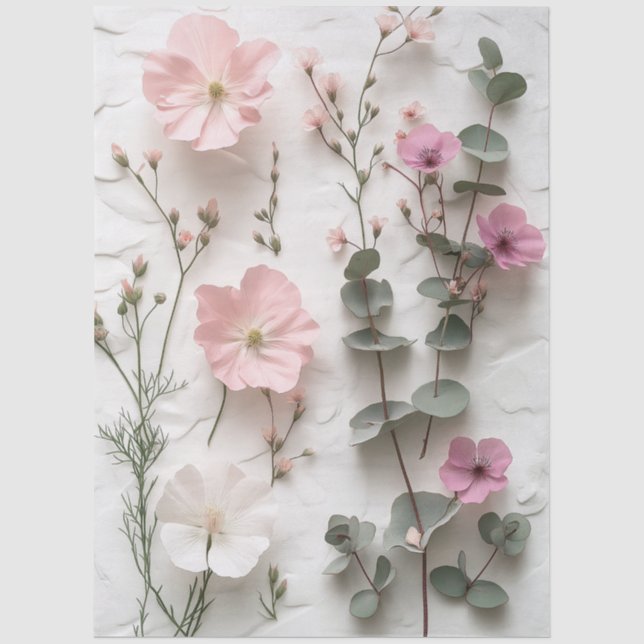 Elegant Blush Floral Botanical Tissue Paper (Front)