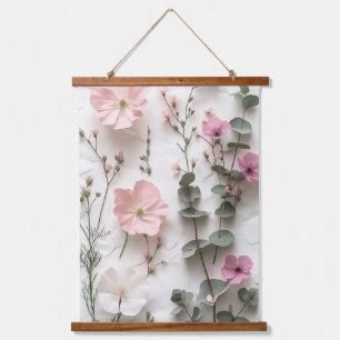 Elegant Blush Floral Botanical Wall Tapestry
