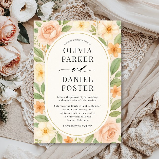 Elegant Blush Floral Botanical Wedding Invitation (Creator Uploaded)