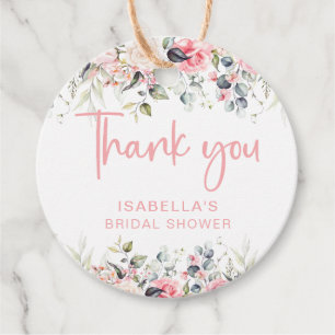Elegant Blush Floral Bridal Shower Favour Tags