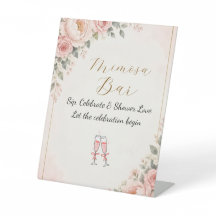 Elegant Blush Floral Bridal Shower Mimosa Bar Sign