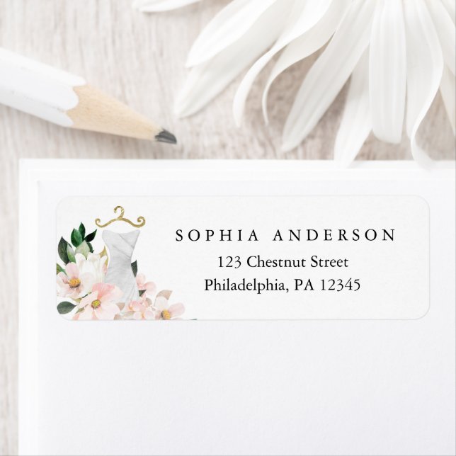 Elegant Blush Floral Bridal Shower Return Address (Insitu)