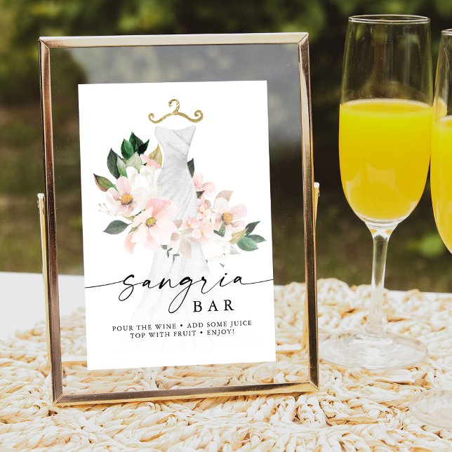 Elegant Blush Floral Bridal Shower Sangria Bar Poster (Creator Uploaded)