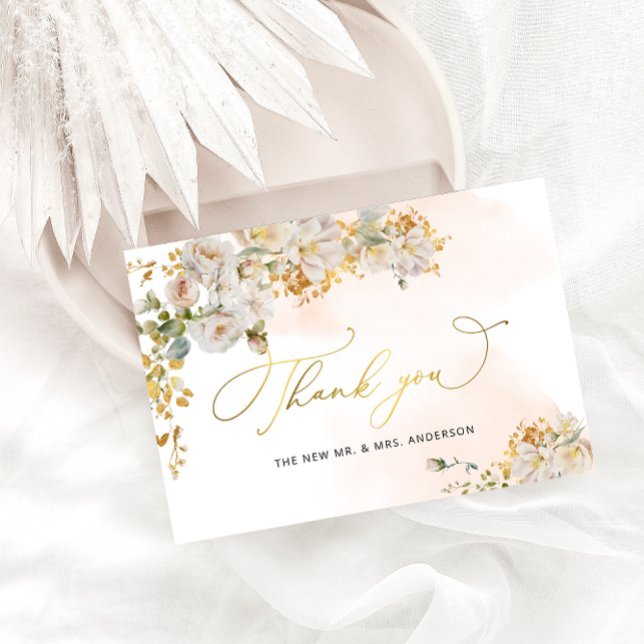Elegant Blush Floral Bridal Shower Thank You Card (Creator Uploaded)