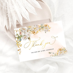 Elegant Blush Floral Bridal Shower Thank You Card