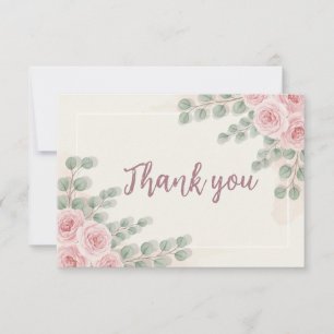 Elegant Blush Floral Bridal Shower Thank You Card