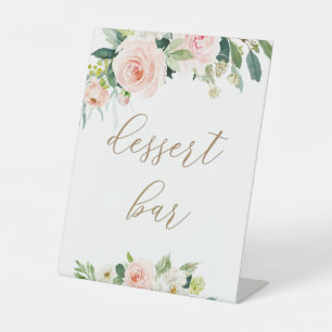 Elegant Blush Floral Dessert Bar Sign