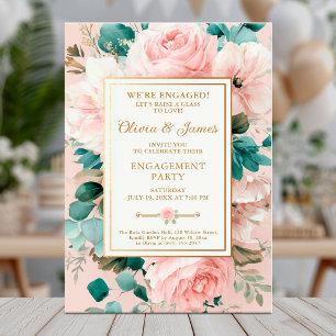 Elegant blush floral engagement party invitation