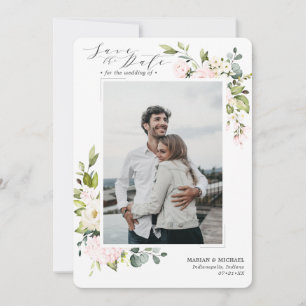 Elegant Blush Floral & Eucalyptus Wedding Save The Date