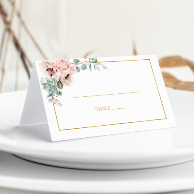 Elegant Blush Floral | Folded Place Card (Creator Uploaded)