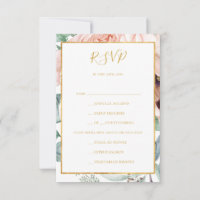 Elegant Blush Floral Garden Menu Choice RSVP Card