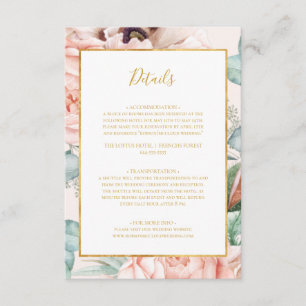 Elegant Blush Floral Garden   Pastel Details Enclosure Card