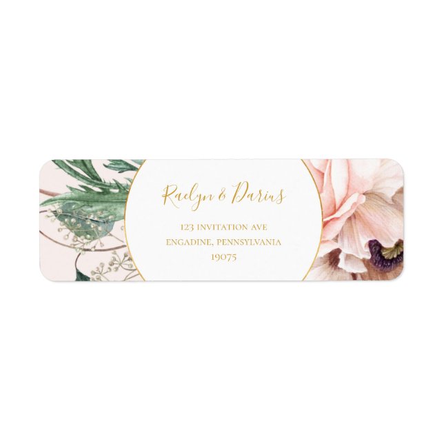 Elegant Blush Floral Garden Pastel Return Address (Front)