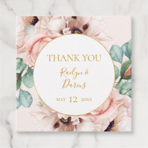 Elegant Blush Floral Garden   Pastel Thank You Favour Tags