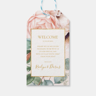 Elegant Blush Floral Garden Pastel Wedding Welcome Gift Tags