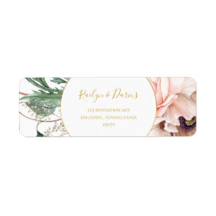 Elegant Blush Floral Garden   Return Address Label