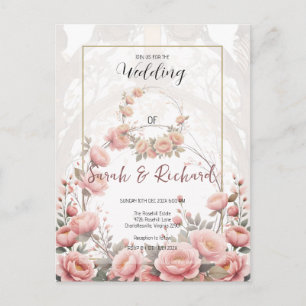 Elegant Blush Floral Garden Romantic Wedding  Postcard