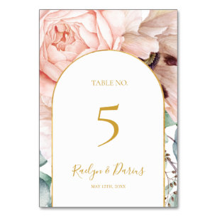Elegant Blush Floral Garden Table Number