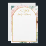 Elegant Blush Floral Garden | Wedding Advice Card<br><div class="desc">This elegant blush floral garden | wedding advice card is perfect for your boho, pink spring botanical wedding. Design features a gold foil frame accompanied by a simple watercolor peach champagne rose, minimalist sage green eucalyptus greenery, and a modern unique neutral, coral poppy wildflower. The design is one of luxury,...</div>
