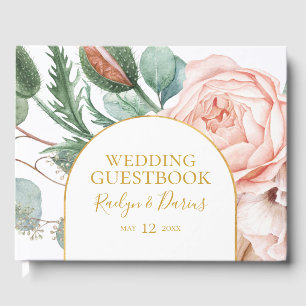 Elegant Blush Floral Garden   Wedding Guest Book