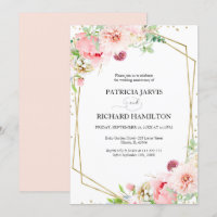 Elegant Blush Floral Geometric Wedding Anniversary