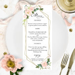 Elegant Blush Floral Geometric Wedding Menu Cards<br><div class="desc">A simple chic blush floral watercolor wedding menu card for the plate. Easy to personalise with your details. CUSTOMIZATION: If you need design customisation,  please contact me through chat; if you need information about your order,  shipping options,  etc.,  please contact directly Zazzle support.</div>