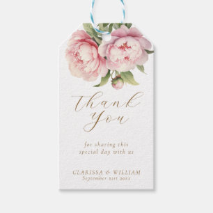Elegant Blush Floral Gold White Wedding Favour Gift Tags
