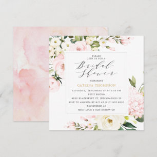 Elegant Blush Floral Greenery Bridal Shower Invitation