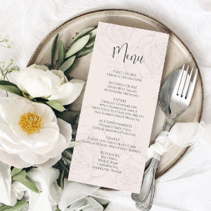 Elegant Blush Floral Greenery Calligraphy Menu