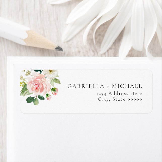 Elegant Blush Floral & Greenery Return Address (Insitu)