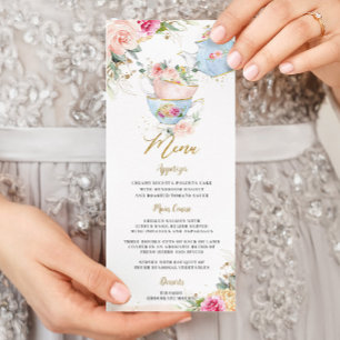 Elegant Blush Floral High Tea Baby Shower Menu