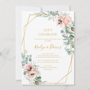 Elegant Blush Floral   Let's Celebrate Invitation