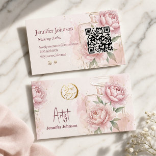 Elegant Blush Floral Makeup Artist Business Card