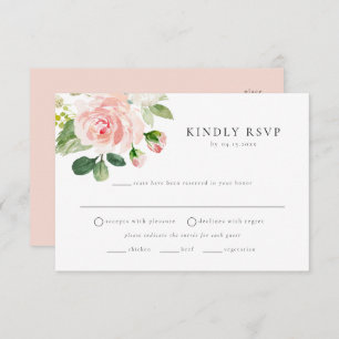 Elegant Blush Floral Meal Choice RSVP Postcard