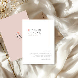 Elegant Blush Floral Monogram Wedding Details Enclosure Card
