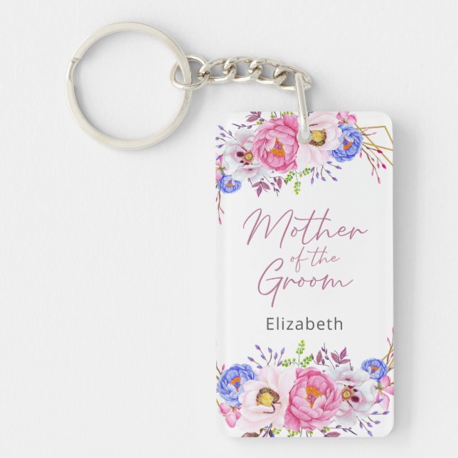 Elegant Blush Floral Mother of the Groom Keychain (Front)