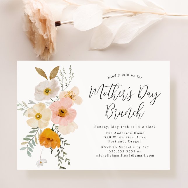 Elegant Blush Floral Mother's Day Brunch Invitation (Creator Uploaded)