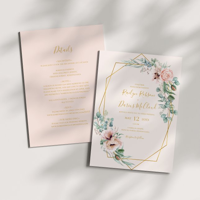 Elegant Blush Floral | Pastel All In One Wedding Invitation (Creator Uploaded)