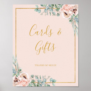 Elegant Blush Floral   Pastel Cards and Gifts Sign
